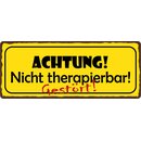 Schild Spruch Achtung nicht therapierbar 27 x 10 cm...