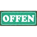 Schild Spruch "Offen" 27 x 10 cm Blechschild