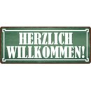 Schild Spruch "Herzlich Willkommen" 27 x 10 cm...