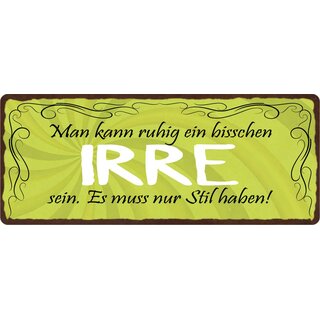 Schild Spruch "Man kann ein bisschen irre sein" 27 x 10 cm Blechschild