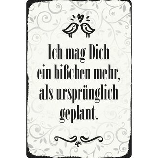 Schild Spruch "Mag dich mehr als geplant" 20 x 30 cm Blechschild