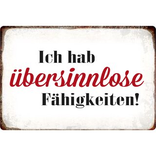 Schild Spruch "Ich hab übersinnlose Fähigkeiten" 30 x 20 cm Blechschild