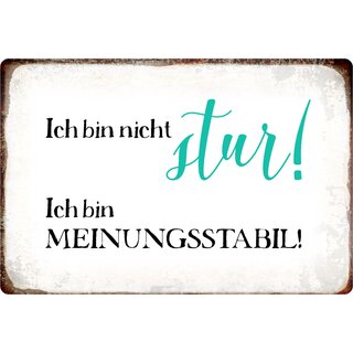 Schild Spruch "Nicht stur, ich bin meinungsstabil" 30 x 20 cm Blechschild