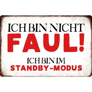 Schild Spruch "Nicht faul, im Standy-Modus" 30 x 20 cm Blechschild