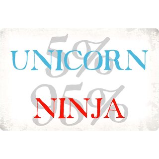 Schild Spruch "Unicorn Ninja" 30 x 20 cm Blechschild