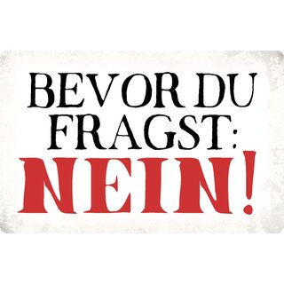 Schild Spruch "Bevor du fragst: Nein" 30 x 20 cm Blechschild