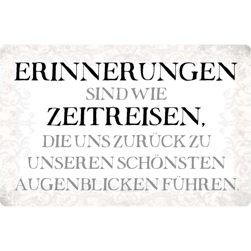 Schild Spruch "Erinnerungen sind wie Zeitreisen" 30 x 20 cm Blechschi