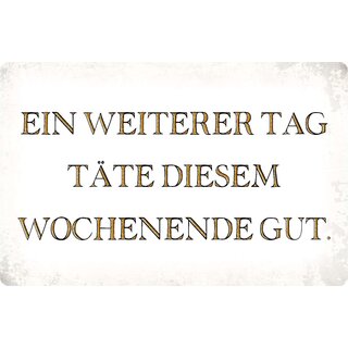 Schild Spruch "Ein weiterer Tag Wochenende" 30 x 20 cm Blechschild