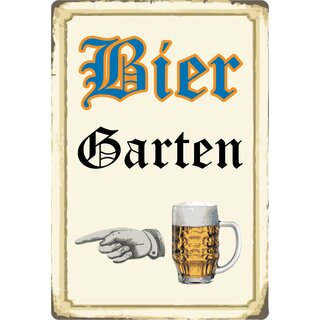 Schild Spruch "Biergarten" 20 x 30 cm Blechschild