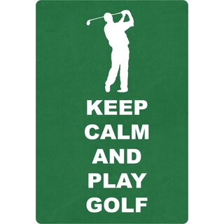 Schild Spruch "Keep calm and play golf" 20 x 30 cm Blechschild