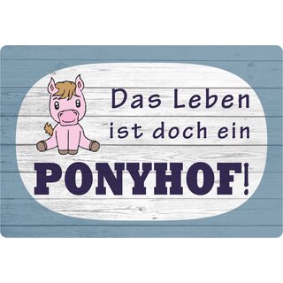 Schild Spruch "Das Leben ist doch ein Ponyhof" 30 x 20 cm Blechschild