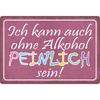 Schild Spruch "Ich kann auch ohne Alkohol peinlich sein!" 30 x 20 cm Blechschild