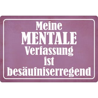 Schild Spruch "Meine mentale Verfassung ist besäufniserregend" 30 x 20 cm Blechschild