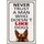 Schild Spruch "Never trust a man who doesn`t like dogs" 20 x 30 cm Blechschild