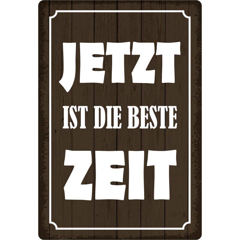 Schild Spruch "Jetzt ist die beste Zeit" 20 x 30 cm Blechschild, 9,49