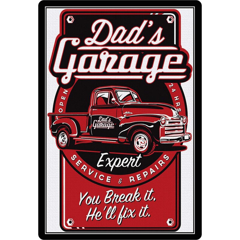 Schild Spruch "Dads garage Oldtimer" 20 x 30 cm Blechschild, 9,49