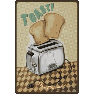 Schild Motiv "Toast Now Automatic" 20 x 30 cm Blechschild
