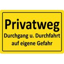 Hinweisschild "Privatweg Durchgang und Durchfahrt...