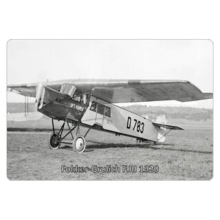 Schild Motiv "Flugzeug Fokker-Grulich F.III 1920" 30 x 20 cm Blechschild