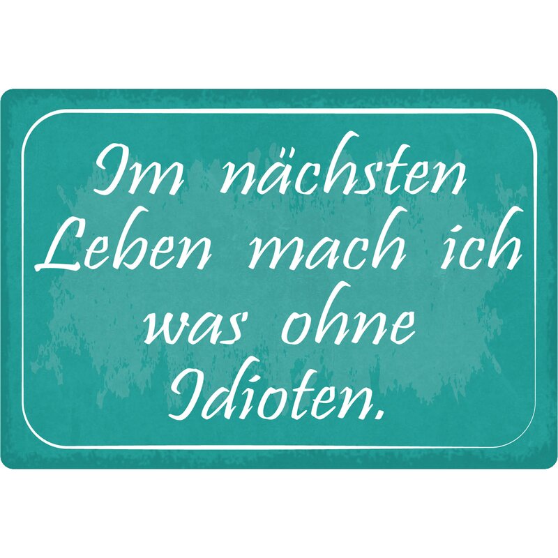 Schild Spruch "Im nächsten Leben mach ich was ohne Idioten" 30 x 20 c