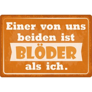 Schild Spruch "Einer von uns beiden ist blöder als ich" 30 x 20 cm Blechschild