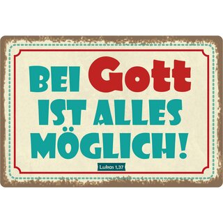 Schild Spruch "Bei Gott ist alles möglich" 30 x 20 cm Blechschild