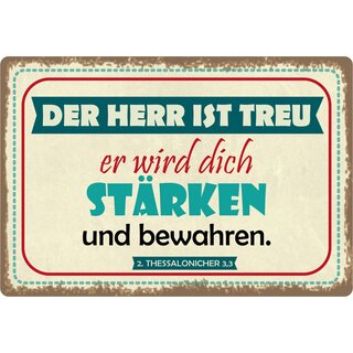 Schild Spruch "Der Herr ist treu" 30 x 20 cm Blechschild