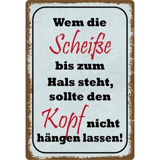 Schild Spruch "Wem die Scheiße bis zum Hals steht" 20 x 30 cm Blechschild