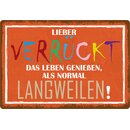 Schild Spruch "Verrückt das Leben...