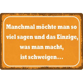 Schild Spruch "Manchmal möchte man so viel sagen" 30 x 20 cm Blechschild