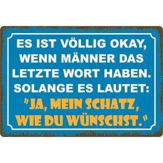 Schild Spruch "Wenn Männer das letzte Wort haben" 30 x 20 cm Blechschild