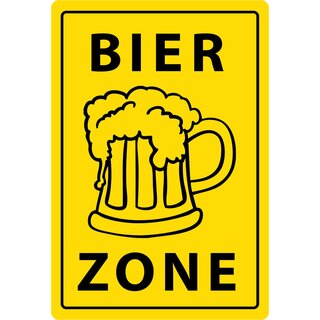 Schild Spruch "Bier Zone" 20 x 30 cm Blechschild