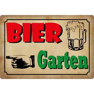 Schild Spruch "Bier Garten, links" 30 x 20 cm Blechschild