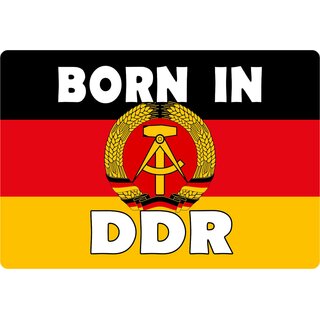 Schild Spruch "Born in DDR" 30 x 20 cm Blechschild