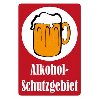 Schild Spruch "Alkohol-Schutzgebeit" 20 x 30 cm Blechschild