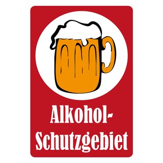 Schild Spruch "Alkohol-Schutzgebeit" 20 x 30 cm Blechschild