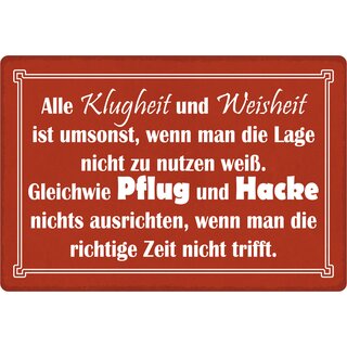 Schild Spruch "Alle Klugheit und Weisheit ist umsonst" 30 x 20 cm Blechschild