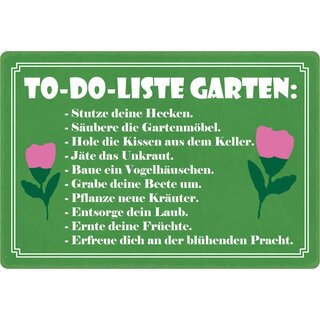 Schild Spruch "To-Do-Liste Garten" 30 x 20 cm Blechschild