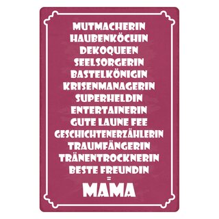 Schild Spruch "Beste Freundin, Mama" 20 x 30 cm Blechschild
