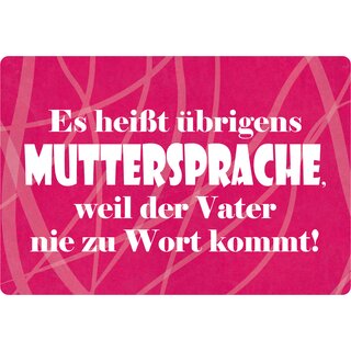 Schild Spruch "Muttersprache, weil Vater nie zu Wort kommt" 30 x 20 cm Blechschild