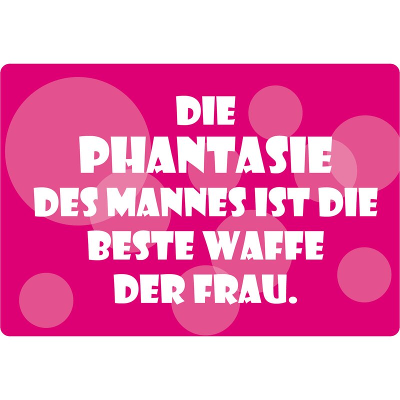 Schild Spruch "Phantasie des Mannes, beste Waffe der Frau" 30 x 20 cm