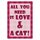Schild Spruch "All you need love and cat" 20 x 30 cm Blechschild