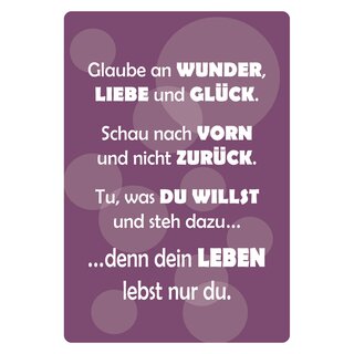 Schild Spruch "Glaube an Wunder, Liebe und Glück" 20 x 30 cm Blechschild