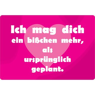 Schild Spruch "Ich mag dich mehr als ursprünglich geplant" 30 x 20 cm Blechschild
