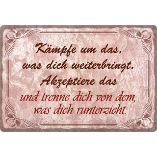 Schild Spruch "Kämpfe um das, was dich weiterbringt" 30 x 20 cm Blechschild