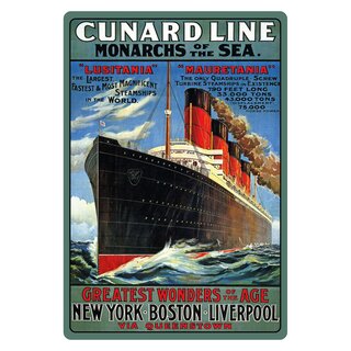 Schild Motiv "Cunard Line Monarchs of the Sea" 20 x 30 cm Blechschild