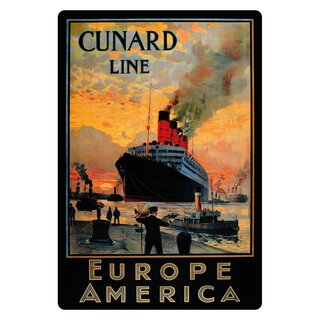 Schild Motiv "Cunard Line Europe America" 20 x 30 cm Blechschild