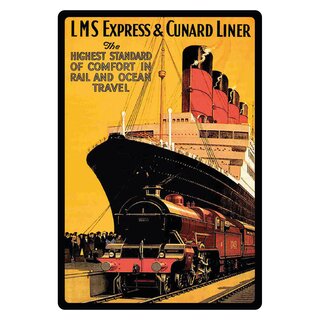 Schild Motiv "LMS Express & Cunard Liner" 20 x 30 cm Blechschild