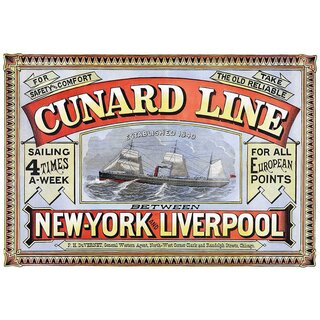 Schild Motiv "Cunard Line New York Liverpool" 30 x 20 cm Blechschild