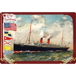 Schild Motiv "Transatlantique Le Havre New York" 30 x 20 cm Blechschild